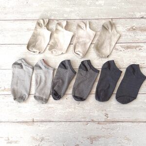 Women’s Ankle Sock Bundle Lot Set 5 Pack White Gray & Stripes KB Brand